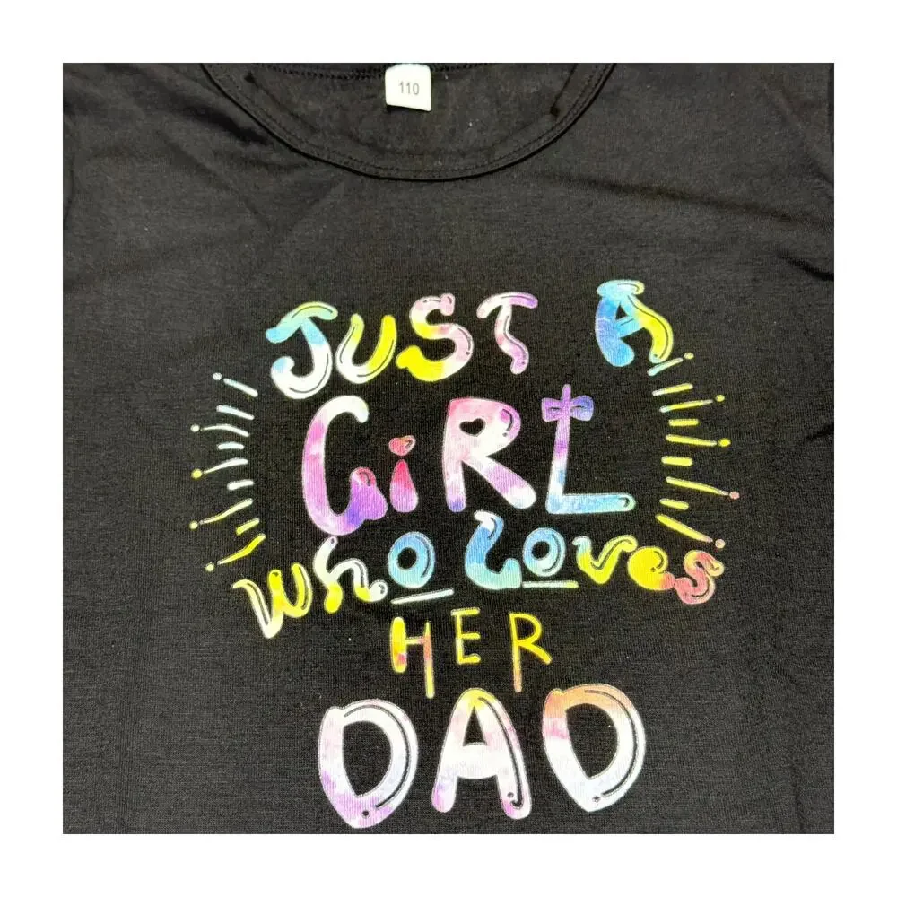 Just a Girl Who Loves Her Dad Shirt Kids 4-5Y Black - Picture 7 of 7